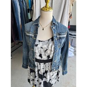 y2k Denim Jean Jacket Blue Cropped Trucker Coat Younique Small Medium Wash